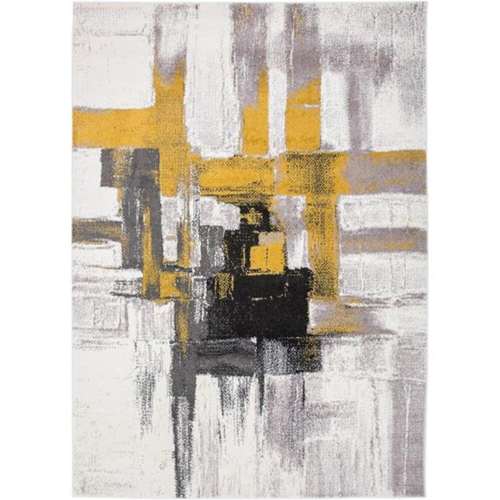 Modern Abstract Area Rug 5' x 7' Gold - Picture 3 of 8